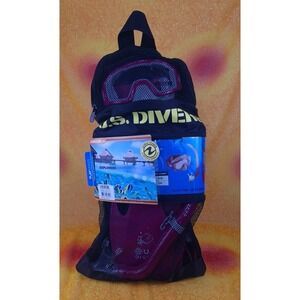 US Divers Junior Explorers Pink Snorkeling Goggles Snorkel Fins Size L/XL ‎ 1-4